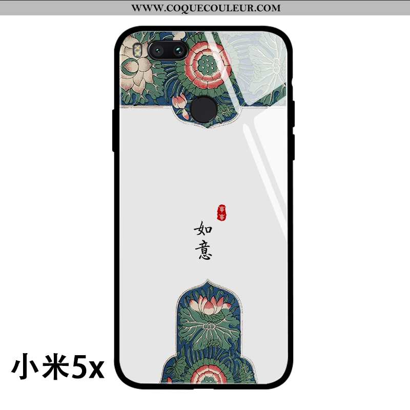 Étui Xiaomi Mi A1 Verre Téléphone Portable Coque, Coque Xiaomi Mi A1 Personnalité Dragon Noir