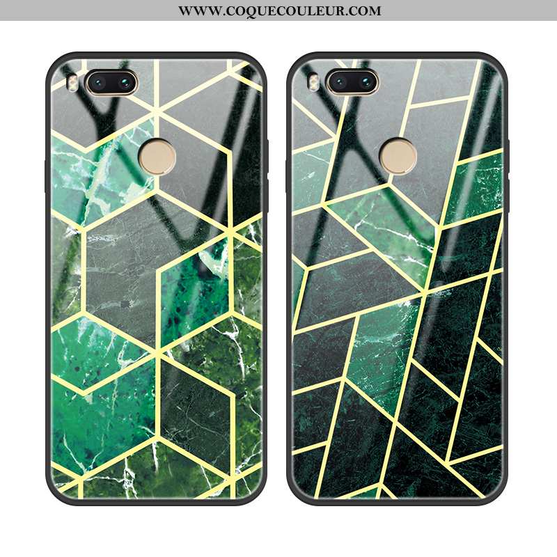 Coque Xiaomi Mi A1 Silicone Verre Téléphone Portable, Housse Xiaomi Mi A1 Protection Petit Verte