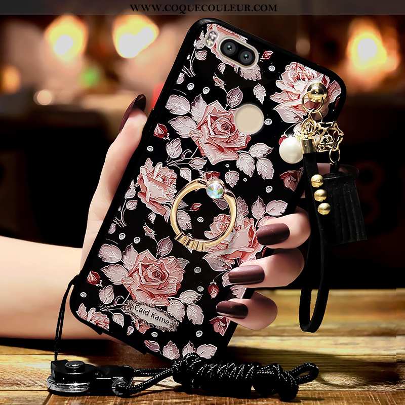 Housse Xiaomi Mi A1 Protection Coque Vintage, Étui Xiaomi Mi A1 Personnalité Anneau Noir