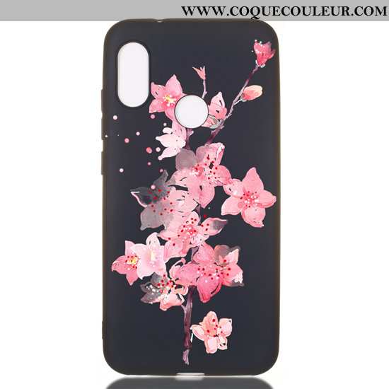 Coque Xiaomi Mi A2 Lite Dessin Animé Noir Délavé En Daim, Housse Xiaomi Mi A2 Lite Fluide Doux Tout 