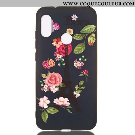 Coque Xiaomi Mi A2 Lite Dessin Animé Noir Délavé En Daim, Housse Xiaomi Mi A2 Lite Fluide Doux Tout 