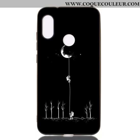 Coque Xiaomi Mi A2 Lite Dessin Animé Noir Délavé En Daim, Housse Xiaomi Mi A2 Lite Fluide Doux Tout 