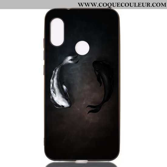 Coque Xiaomi Mi A2 Lite Dessin Animé Noir Délavé En Daim, Housse Xiaomi Mi A2 Lite Fluide Doux Tout 