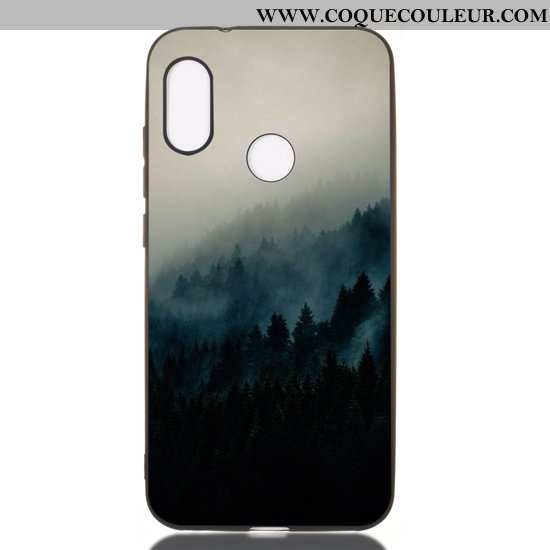 Coque Xiaomi Mi A2 Lite Dessin Animé Noir Délavé En Daim, Housse Xiaomi Mi A2 Lite Fluide Doux Tout 