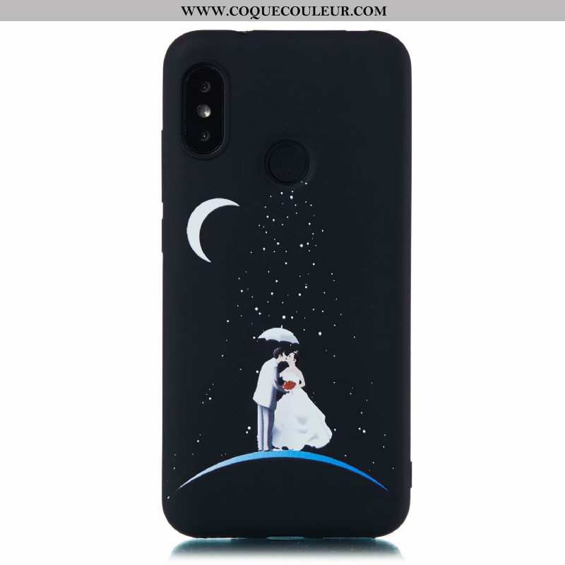 Coque Xiaomi Mi A2 Lite Dessin Animé Noir Délavé En Daim, Housse Xiaomi Mi A2 Lite Fluide Doux Tout 