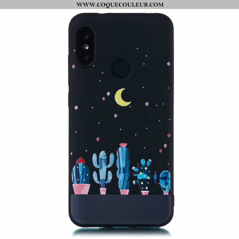 Coque Xiaomi Mi A2 Lite Dessin Animé Noir Délavé En Daim, Housse Xiaomi Mi A2 Lite Fluide Doux Tout 