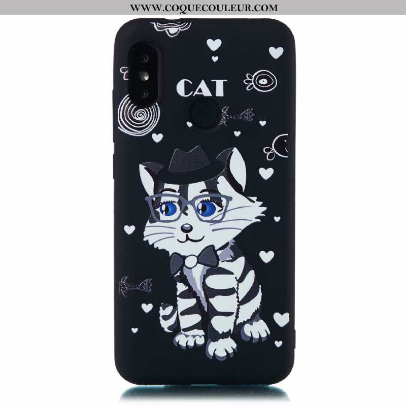 Coque Xiaomi Mi A2 Lite Dessin Animé Noir Délavé En Daim, Housse Xiaomi Mi A2 Lite Fluide Doux Tout 