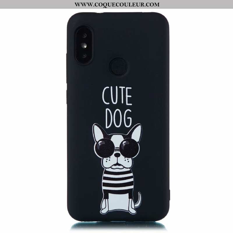 Coque Xiaomi Mi A2 Lite Dessin Animé Noir Délavé En Daim, Housse Xiaomi Mi A2 Lite Fluide Doux Tout 