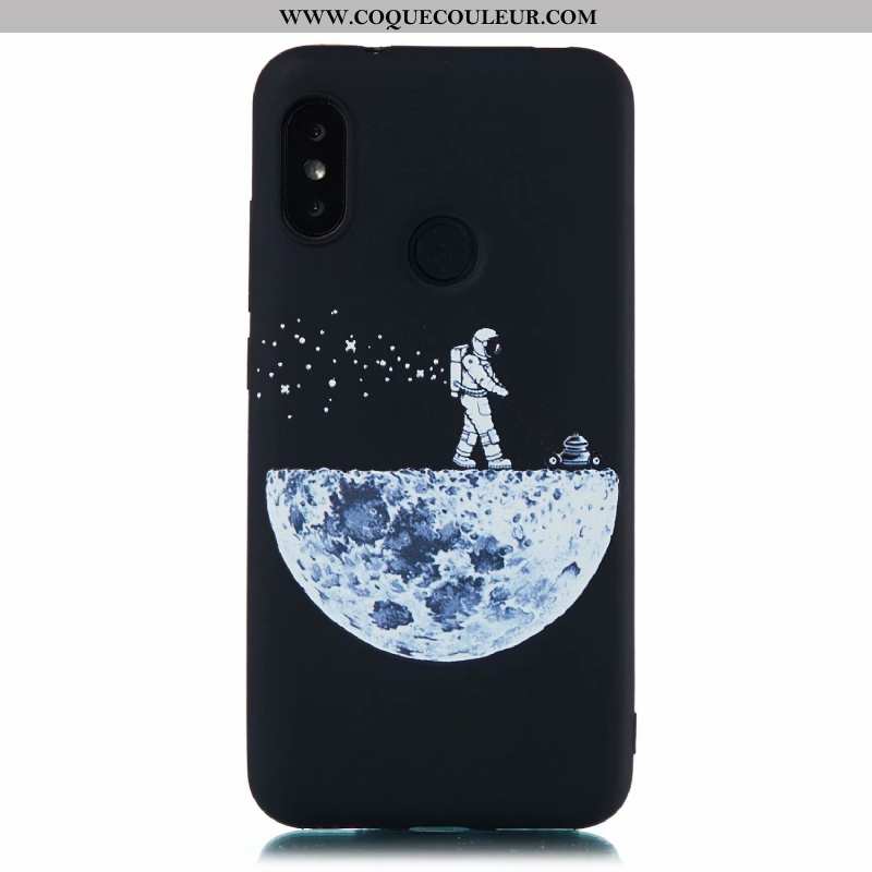 Coque Xiaomi Mi A2 Lite Dessin Animé Noir Délavé En Daim, Housse Xiaomi Mi A2 Lite Fluide Doux Tout 