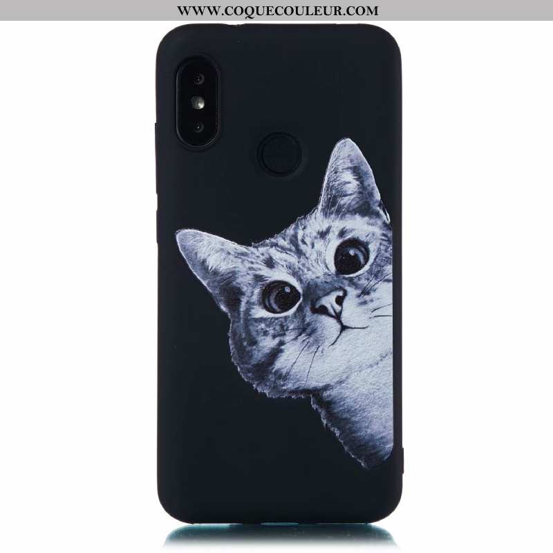 Coque Xiaomi Mi A2 Lite Dessin Animé Noir Délavé En Daim, Housse Xiaomi Mi A2 Lite Fluide Doux Tout 