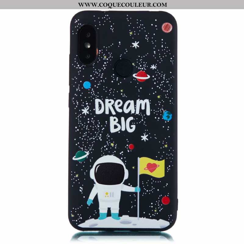 Coque Xiaomi Mi A2 Lite Dessin Animé Noir Délavé En Daim, Housse Xiaomi Mi A2 Lite Fluide Doux Tout 