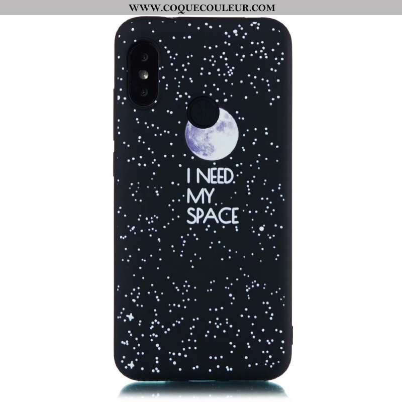 Coque Xiaomi Mi A2 Lite Dessin Animé Noir Délavé En Daim, Housse Xiaomi Mi A2 Lite Fluide Doux Tout 