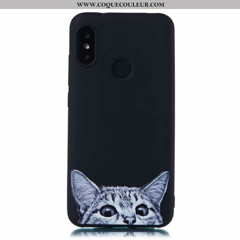 Coque Xiaomi Mi A2 Lite Dessin Animé Noir Délavé En Daim, Housse Xiaomi Mi A2 Lite Fluide Doux Tout 