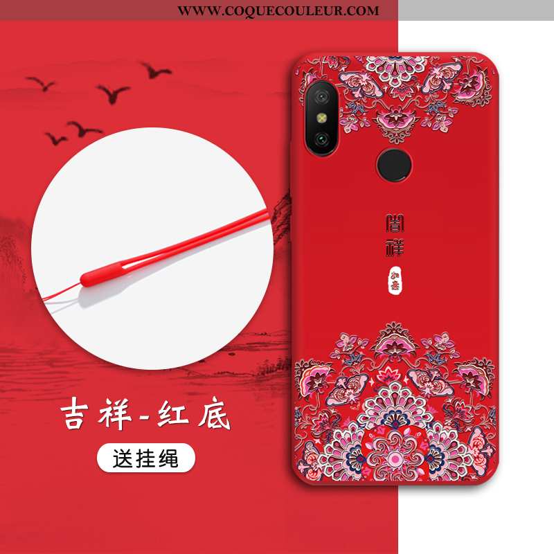 Coque Xiaomi Mi A2 Lite Tendance Rouge Tout Compris, Housse Xiaomi Mi A2 Lite Fluide Doux Vent