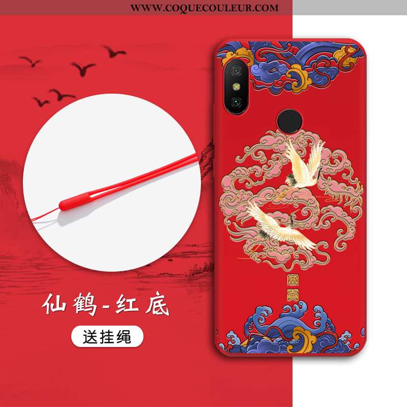 Coque Xiaomi Mi A2 Lite Tendance Rouge Tout Compris, Housse Xiaomi Mi A2 Lite Fluide Doux Vent