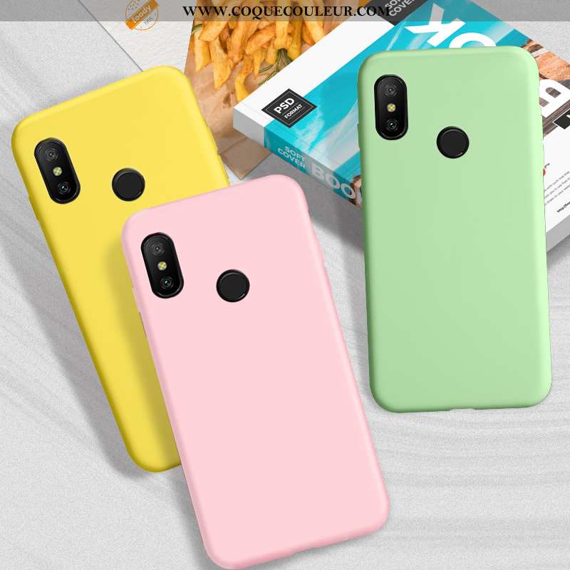 Housse Xiaomi Mi A2 Lite Silicone Rose Couleur Unie, Étui Xiaomi Mi A2 Lite Protection Rouge