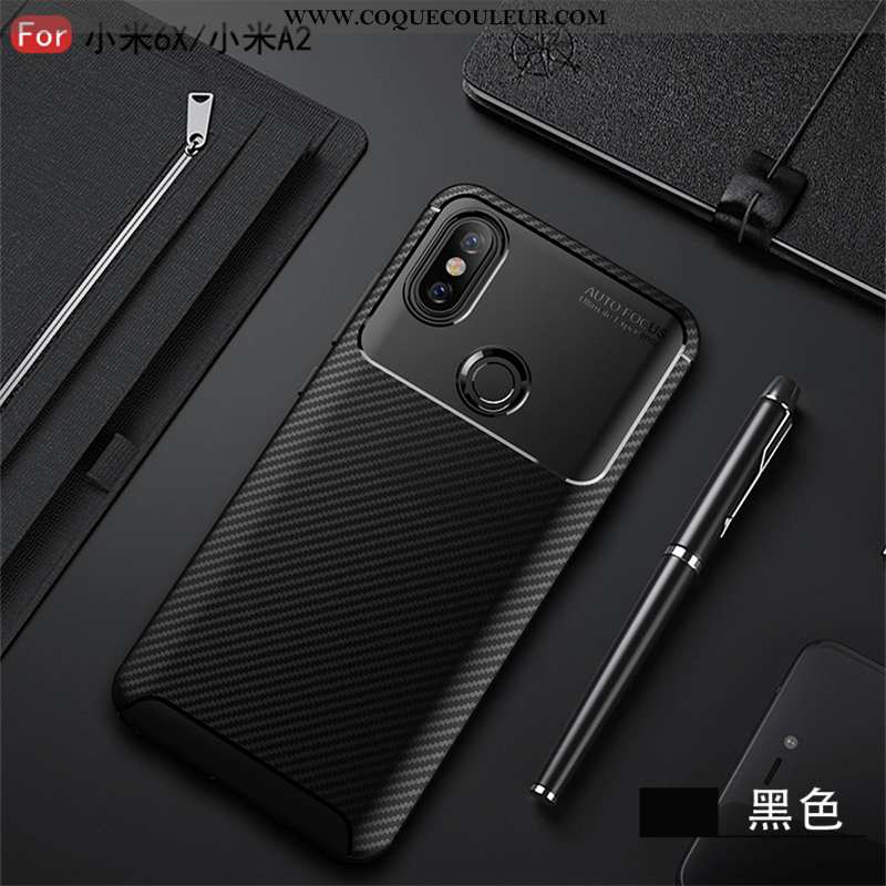 Coque Xiaomi Mi A2 Lite Silicone Petit Fibre, Housse Xiaomi Mi A2 Lite Protection Étui Marron