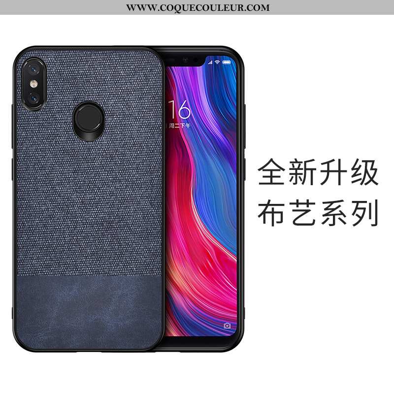 Coque Xiaomi Mi A2 Silicone Petit Antidérapant, Housse Xiaomi Mi A2 Cuir Étui Bleu