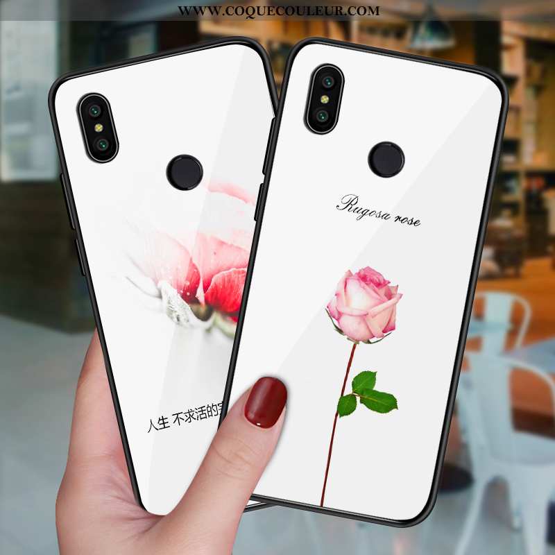 Coque Xiaomi Mi A2 Personnalité Blanc Téléphone Portable, Housse Xiaomi Mi A2 Créatif Verre Blanche