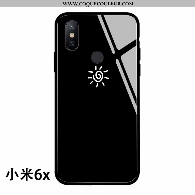 Coque Xiaomi Mi A2 Verre Silicone Téléphone Portable, Housse Xiaomi Mi A2 Ornements Suspendus Blanc 