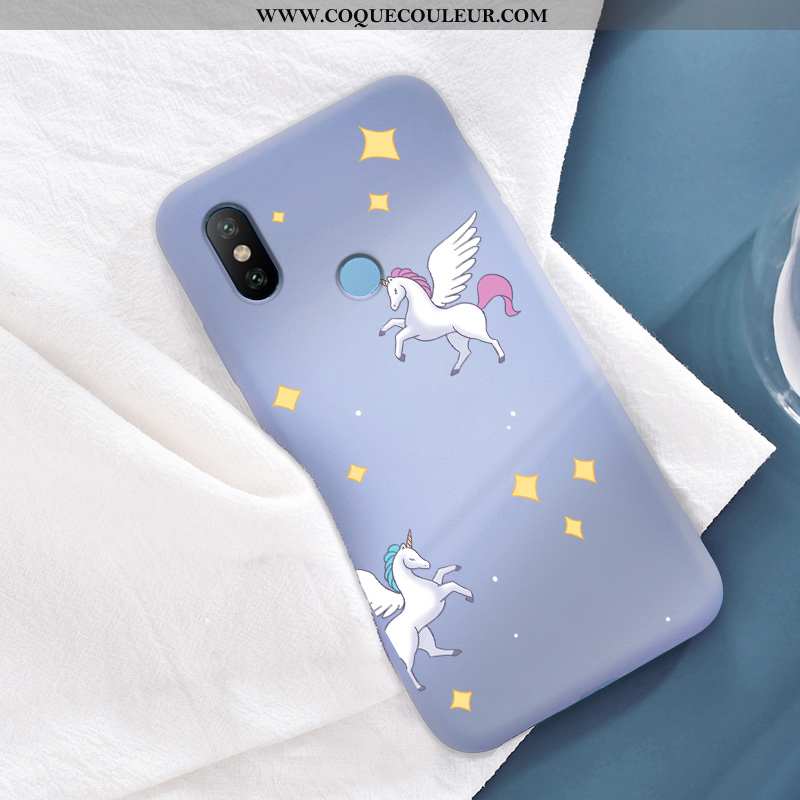 Coque Xiaomi Mi A2 Tendance Amoureux Petit, Housse Xiaomi Mi A2 Fluide Doux Silicone Bleu