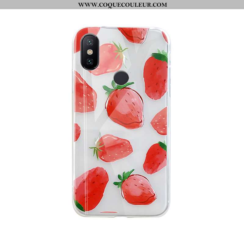 Coque Xiaomi Mi A2 Protection Tendance Rouge, Housse Xiaomi Mi A2 Transparent Téléphone Portable Rou