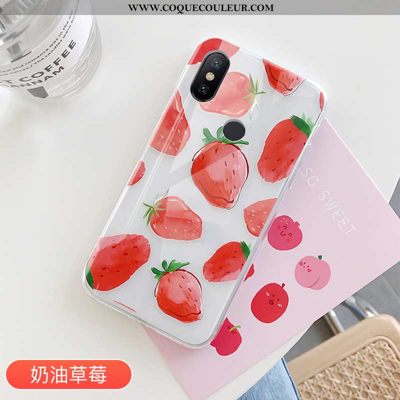 Coque Xiaomi Mi A2 Protection Tendance Rouge, Housse Xiaomi Mi A2 Transparent Téléphone Portable Rou