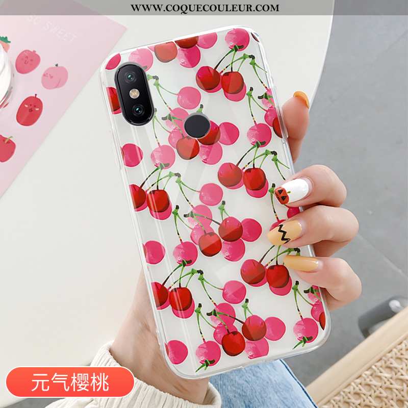 Coque Xiaomi Mi A2 Protection Tendance Rouge, Housse Xiaomi Mi A2 Transparent Téléphone Portable Rou