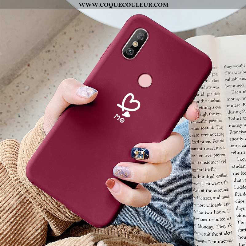 Étui Xiaomi Mi A2 Protection Fluide Doux Petit, Coque Xiaomi Mi A2 Personnalité Tendance Bordeaux