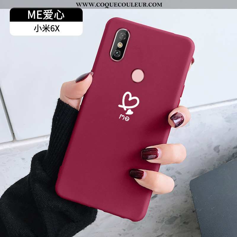 Étui Xiaomi Mi A2 Protection Fluide Doux Petit, Coque Xiaomi Mi A2 Personnalité Tendance Bordeaux