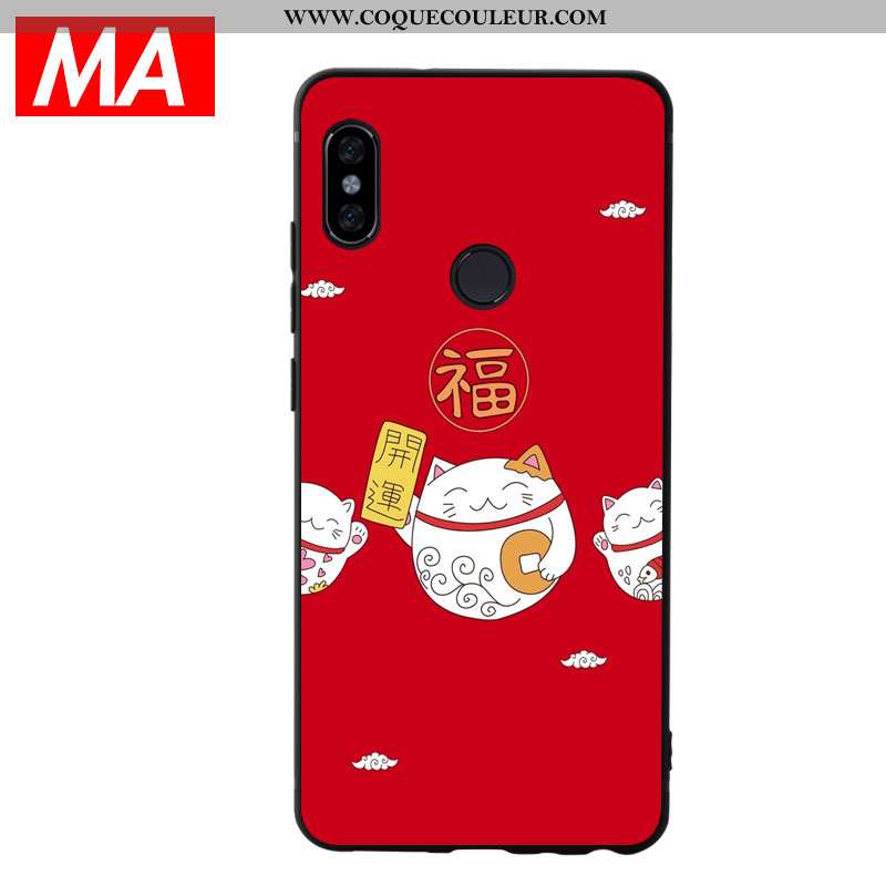 Housse Xiaomi Mi A2 Créatif Jeunesse Chat, Étui Xiaomi Mi A2 Charmant Fluide Doux Rouge