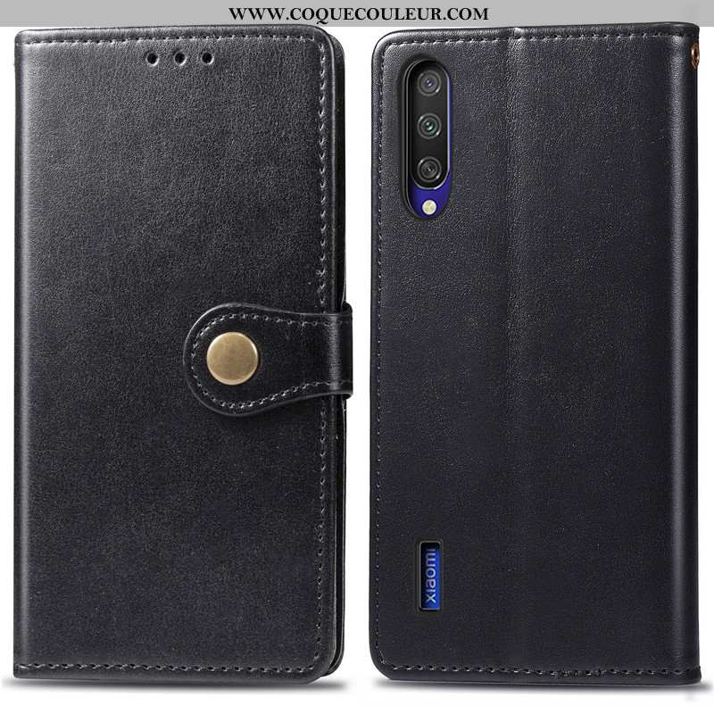 Coque Xiaomi Mi A3 Ornements Suspendus Simple Couleur Unie, Housse Xiaomi Mi A3 Cuir Bleu Marin Bleu