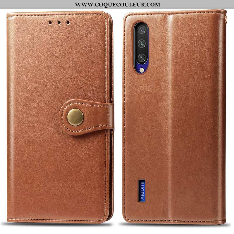 Coque Xiaomi Mi A3 Ornements Suspendus Simple Couleur Unie, Housse Xiaomi Mi A3 Cuir Bleu Marin Bleu