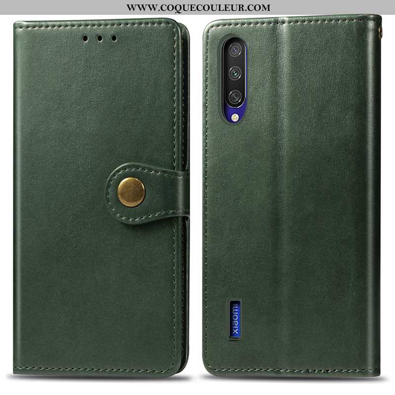 Coque Xiaomi Mi A3 Ornements Suspendus Simple Couleur Unie, Housse Xiaomi Mi A3 Cuir Bleu Marin Bleu