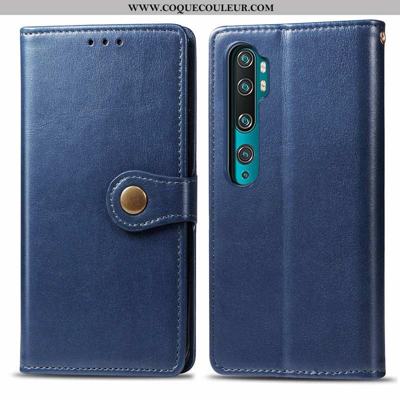 Coque Xiaomi Mi A3 Ornements Suspendus Simple Couleur Unie, Housse Xiaomi Mi A3 Cuir Bleu Marin Bleu