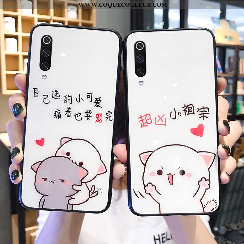 Coque Xiaomi Mi A3 Créatif Vent Nouveau, Housse Xiaomi Mi A3 Dessin Animé Amoureux Blanche