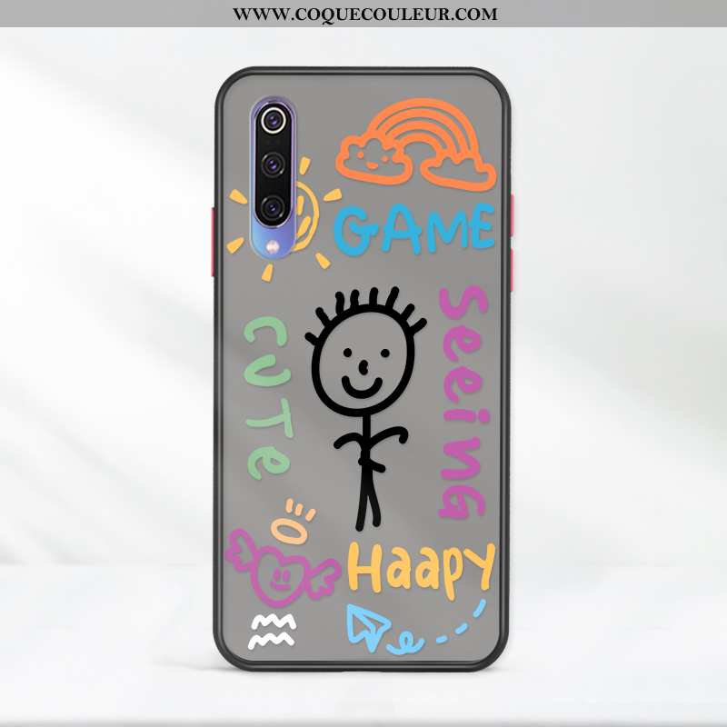 Coque Xiaomi Mi A3 Créatif Délavé En Daim Noir, Housse Xiaomi Mi A3 Charmant Incassable Noir