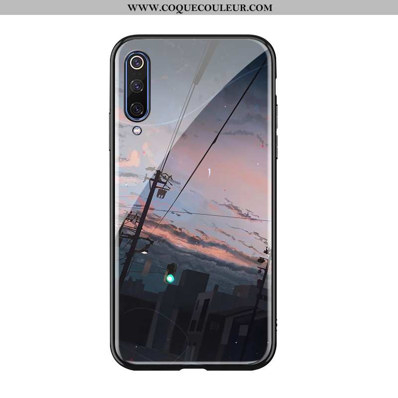 Coque Xiaomi Mi A3 Silicone Tout Compris Téléphone Portable, Housse Xiaomi Mi A3 Verre Bleu