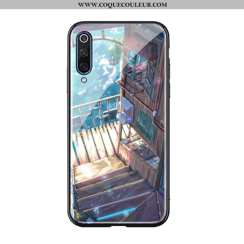 Coque Xiaomi Mi A3 Silicone Tout Compris Téléphone Portable, Housse Xiaomi Mi A3 Verre Bleu