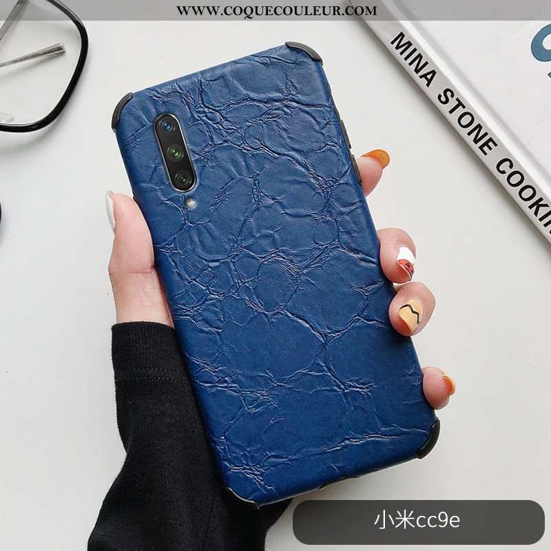 Étui Xiaomi Mi A3 Créatif Incassable Antidérapant, Coque Xiaomi Mi A3 Cuir Modèle Fleurie Bleu Foncé