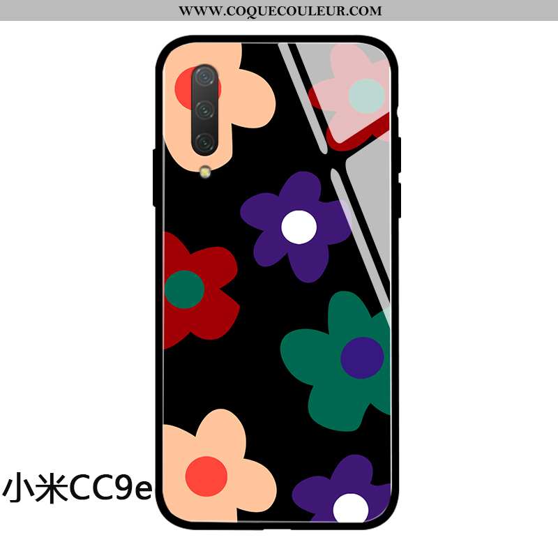 Étui Xiaomi Mi A3 Silicone Fleurs Net Rouge, Coque Xiaomi Mi A3 Protection Tendance Noir