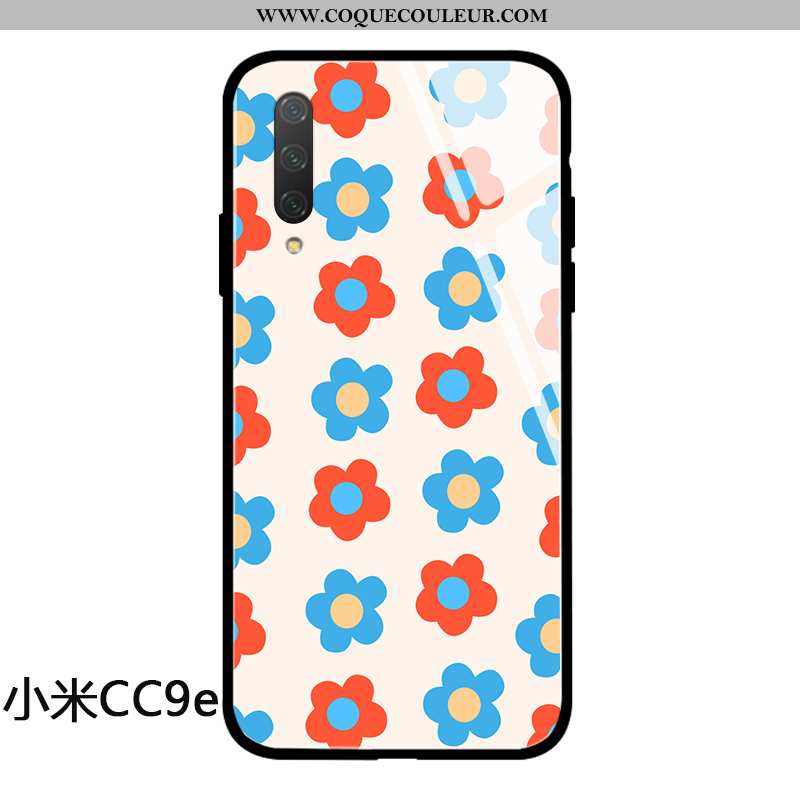 Étui Xiaomi Mi A3 Silicone Fleurs Net Rouge, Coque Xiaomi Mi A3 Protection Tendance Noir