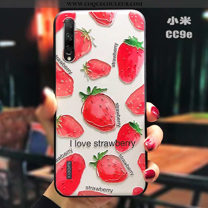 Housse Xiaomi Mi A3 Délavé En Daim Cœur Protection, Étui Xiaomi Mi A3 Personnalité Rouge