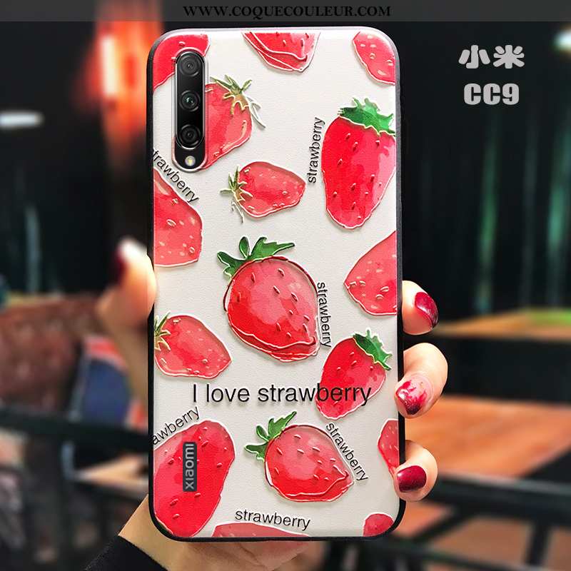 Housse Xiaomi Mi A3 Délavé En Daim Cœur Protection, Étui Xiaomi Mi A3 Personnalité Rouge