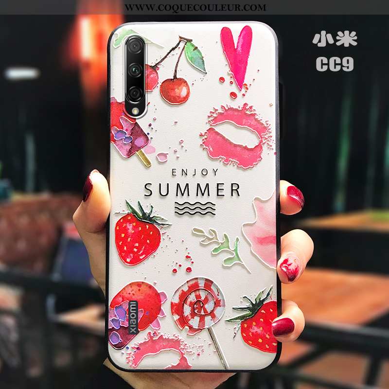 Housse Xiaomi Mi A3 Délavé En Daim Cœur Protection, Étui Xiaomi Mi A3 Personnalité Rouge