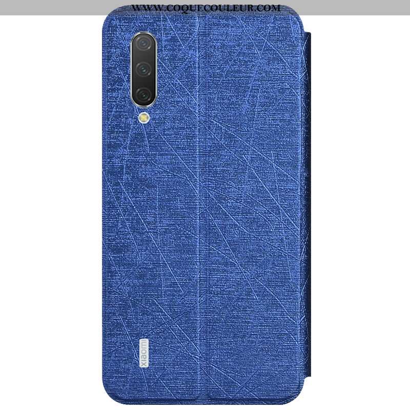 Étui Xiaomi Mi A3 Cuir Housse Téléphone Portable, Coque Xiaomi Mi A3 Fluide Doux Bleu