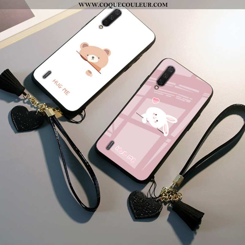 Housse Xiaomi Mi A3 Dessin Animé Coque Incassable, Étui Xiaomi Mi A3 Protection Net Rouge Rose