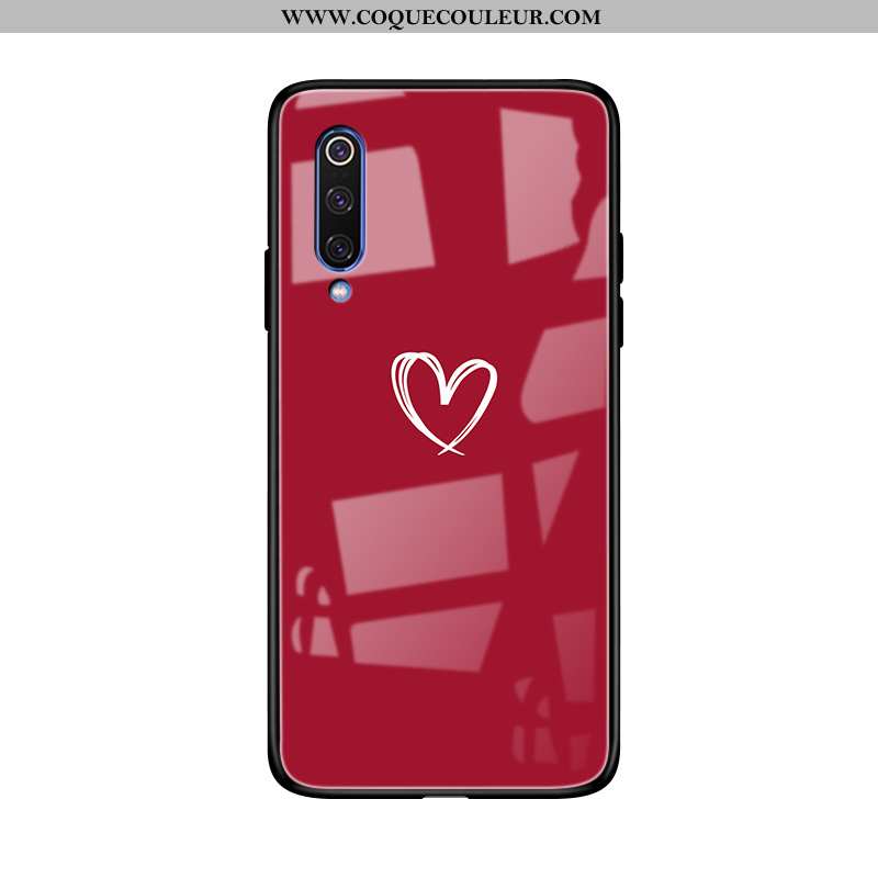 Coque Xiaomi Mi A3 Protection Étui Net Rouge, Housse Xiaomi Mi A3 Verre Rouge