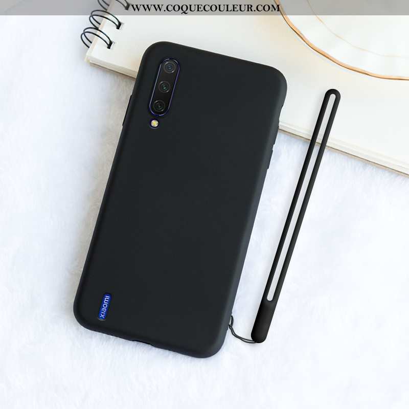 Housse Xiaomi Mi A3 Fluide Doux Délavé En Daim Coque, Étui Xiaomi Mi A3 Silicone Vent Noir