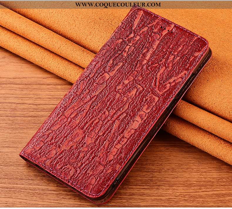 Étui Xiaomi Mi A3 Protection Housse Incassable, Coque Xiaomi Mi A3 Cuir Véritable Rouge